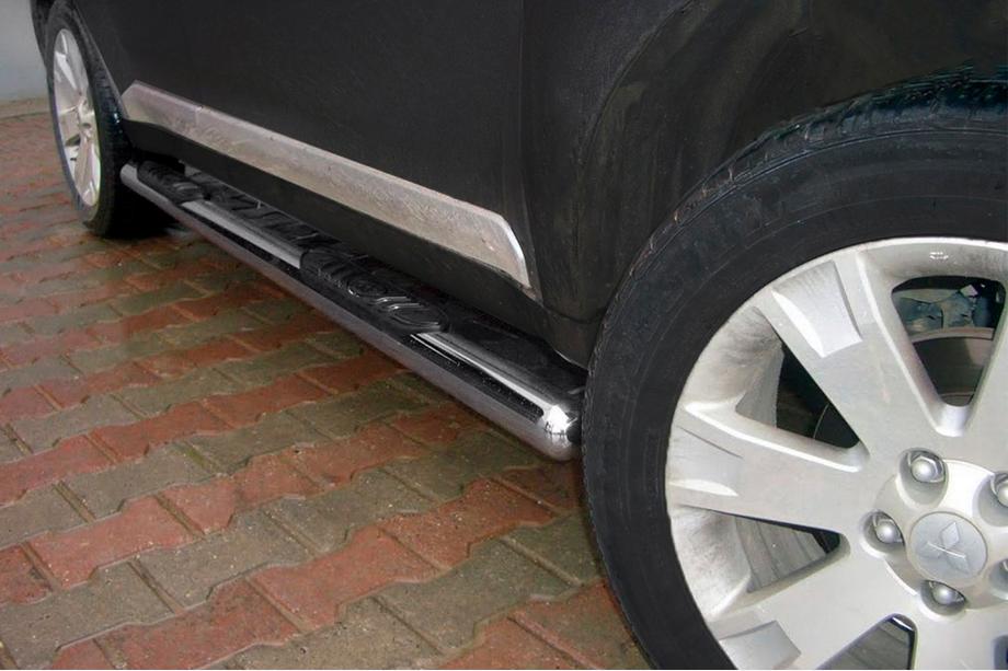 Mitsubishi Outlander 2012-2021 гг. Боковые трубы (2 шт., нержавейка) Image