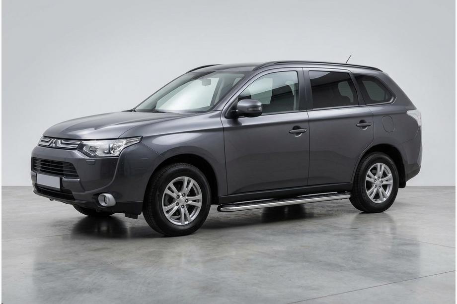 Mitsubishi Outlander 2012-2021 гг. Боковые Подножки Maydos V1 (2 шт., Алюминий и Нержавейка) Image