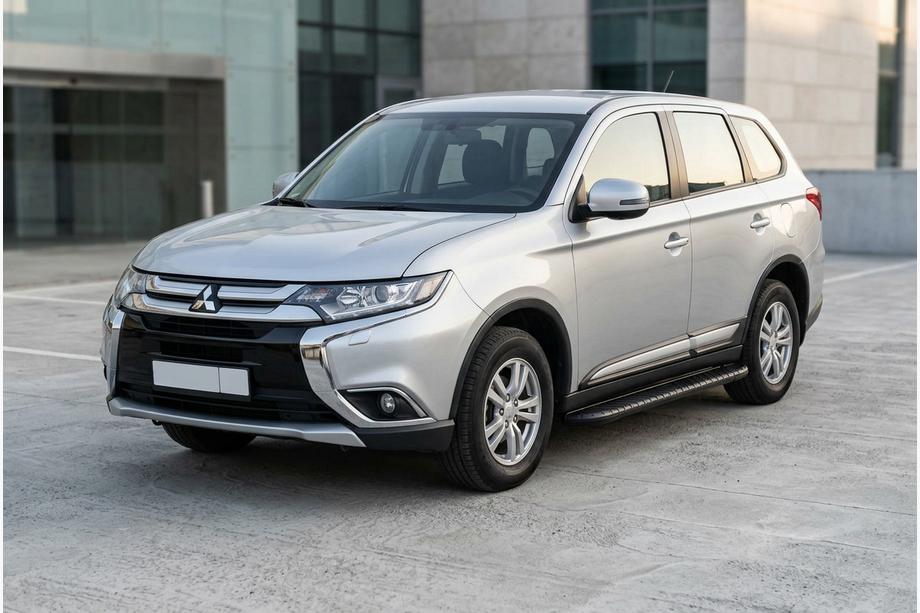 Mitsubishi Outlander 2012-2021 гг. Боковые пороги Bosphorus Black (2 шт., алюминий) Image