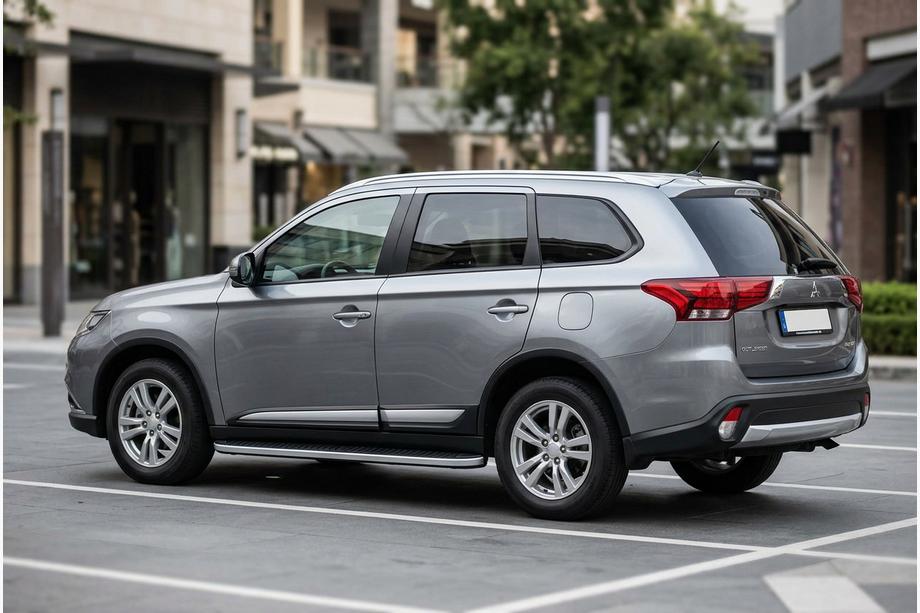 Mitsubishi Outlander 2012-2021 гг. Боковые Подножки Tayga Grey (2 шт., Алюминий) Фото 1