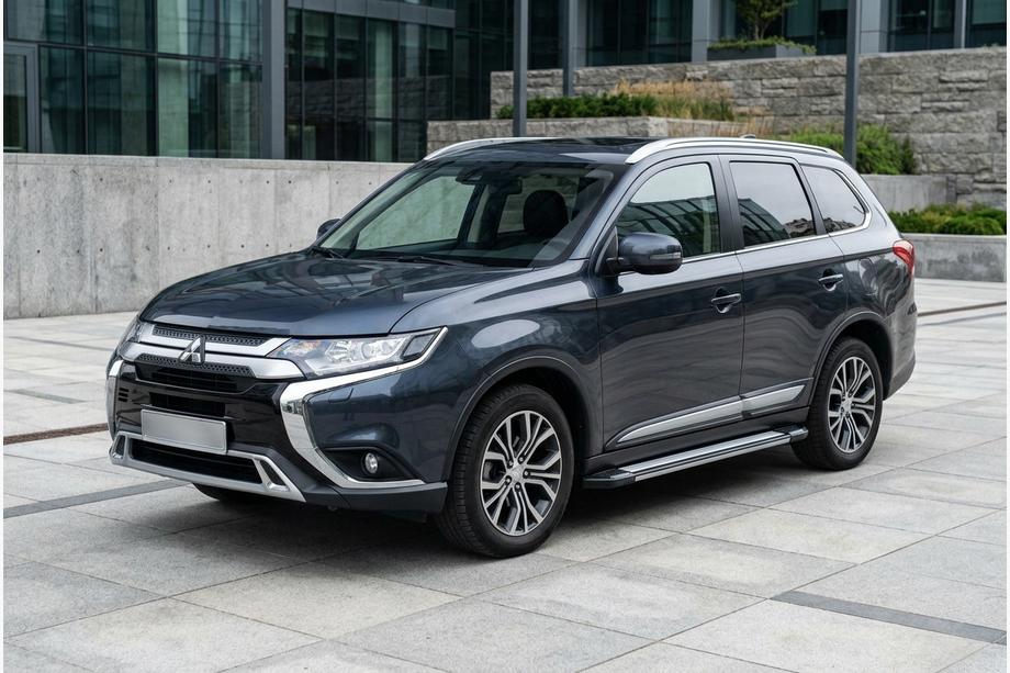 Mitsubishi Outlander 2012-2021 гг. Боковые Подножки Rainbow (2 шт., Алюминий) Image