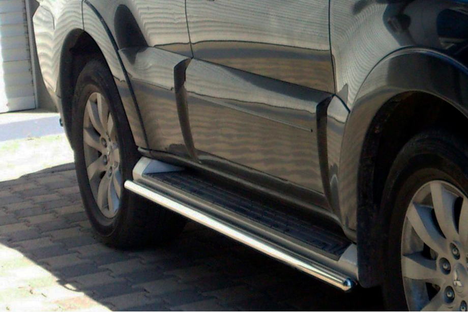 Mitsubishi Pajero Wagon IV 2006-2021 гг. Боковые трубы (2 шт., нержавейка) Image