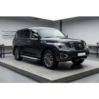 Боковые пороги Allmond Grey (2 шт., алюминий) Nissan Patrol Y62 2010-2024 гг. фото 1