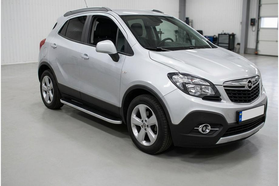 Opel Mokka 2012-2021 гг. Боковые Подножки Tayga Grey (2 шт., Алюминий) Image