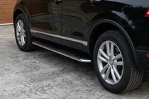 Porsche Cayenne 2003–2010 гг. Боковые Подножки Maydos V1 (2 шт., Алюминий и Нержавейка) фото 1