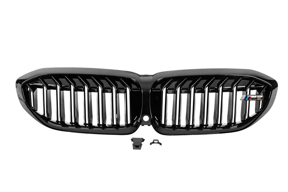 BMW 3 серия G20/G21 2018- гг. Решетки M-Look V1 (2018-2022, Черный Глянец) Фото 2
