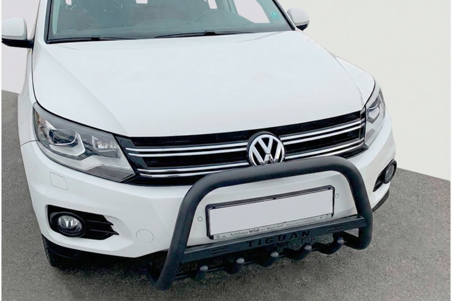 Volkswagen Tiguan 2007-2016 гг. Кенгурятник WT004 Black (нерж) Фото 3