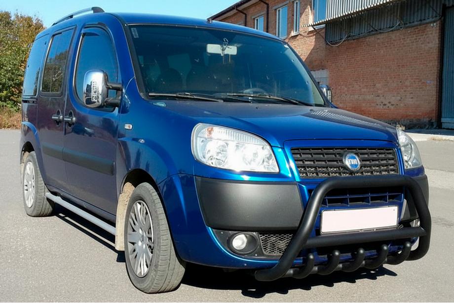 Fiat Doblo I 2005-2010 гг. Кенгурятник WT003 Black (нерж) Image