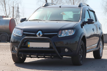 Dacia Sandero 2013-2020 гг. Кенгурятник WT003 Black (нерж) фото 1
