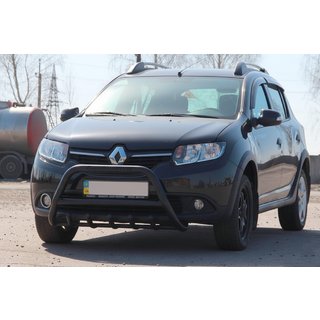 Кенгурятник WT003 Black (нерж) Dacia Sandero 2013-2020 гг. фото 1