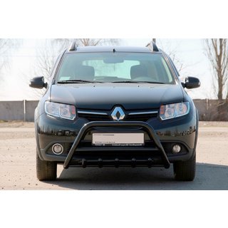 Кенгурятник WT003 Black (нерж) Dacia Sandero 2013-2020 гг. фото 2