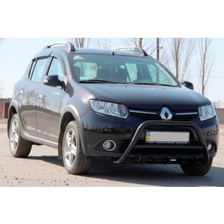 Кенгурятник WT003 Black (нерж) Dacia Sandero 2013-2020 гг. фото 3