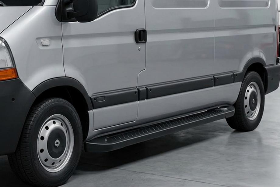 Renault Master 1998-2010 гг. Боковые Подножки Allmond Black (2 шт., Алюминий) Image