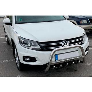 Передний силовой бампер WT004 Нержавейка Volkswagen Tiguan 2007-2016 гг. фото 3