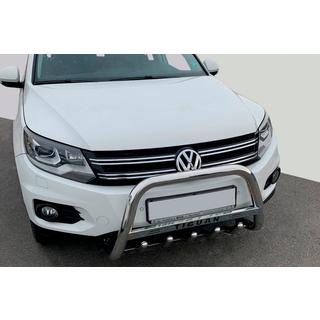 Передний силовой бампер WT004 Нержавейка Volkswagen Tiguan 2007-2016 гг. фото 2