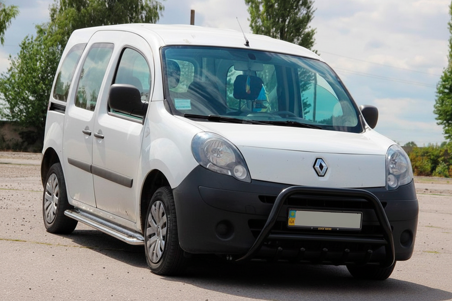 Renault Kangoo 2008–2020 гг. Передний силовой бампер WT003 Черный Нержавейка Image