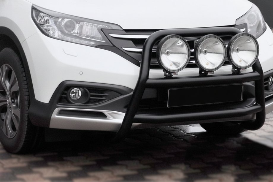 Honda CRV 2012-2016 гг. Передняя защита WT018 Black (нерж.) Image