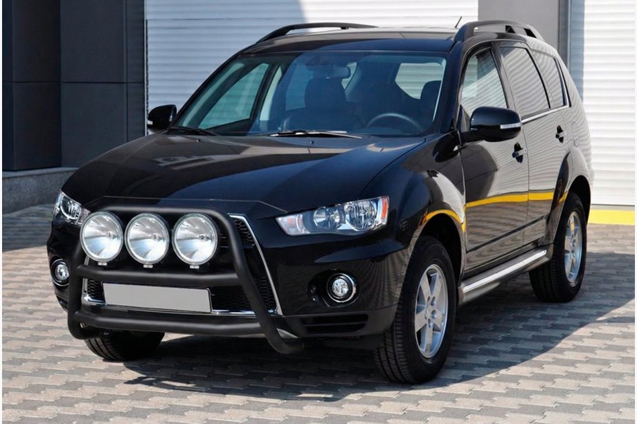 Mitsubishi Outlander 2006-2012 гг. Кенгурятник WT018 Black (нерж.) Фото 2