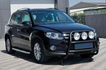 Volkswagen Tiguan 2007-2016 гг. Кенгурятник WT018 Black (нерж) фото 1