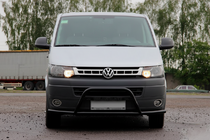 Volkswagen T5 2010-2015 гг. Кенгурятник WT007ST Black (нерж) фото 3