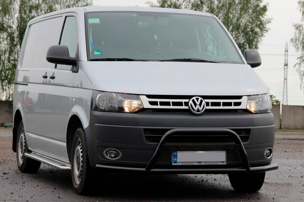 Кенгурятник WT007ST Black (нерж) для Volkswagen T5 2010-2015 рр