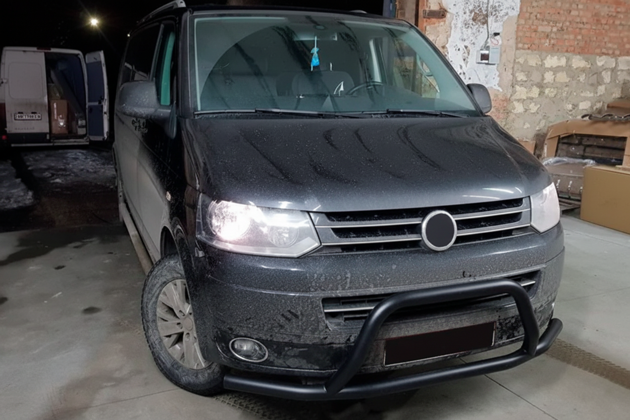 Кенгурятник WT006ST Black (нерж) для Volkswagen T5 2010-2015 рр