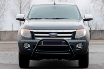 Ford Ranger 2011-2022 гг. Передняя защита WT022 Black (нерж.) фото 1