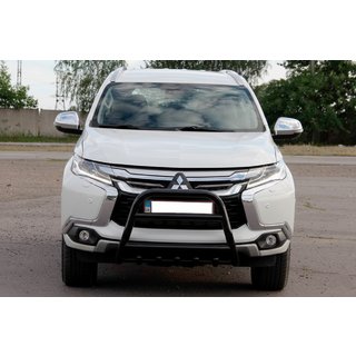 Кенгурятник WT008 Black (нерж) Mitsubishi Pajero Sport 2015- гг. фото 1