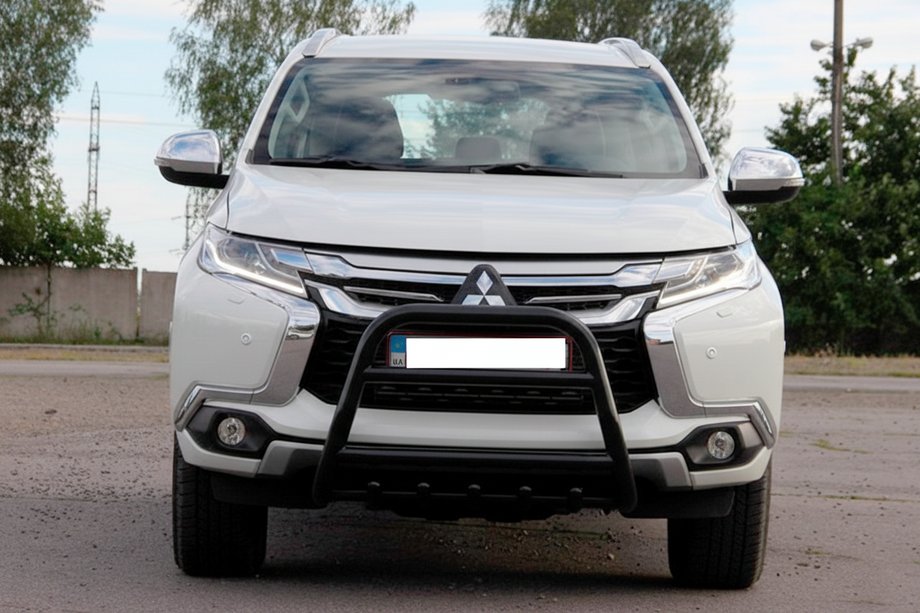 Mitsubishi Pajero Sport 2015- гг. Кенгурятник WT008 Black (нерж) Фото 4