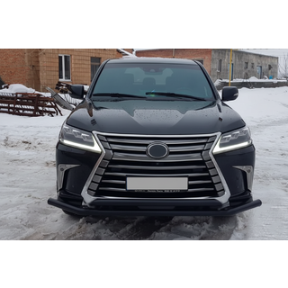 Передняя защита ST014 Black (2015+, нерж) Lexus LX570/450d 2008-2022 гг. фото 2