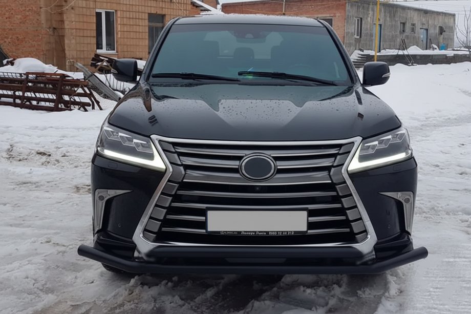 Lexus LX570/450d 2008-2022 гг. Передняя защита ST014 Black (2015+, нерж) Фото 2