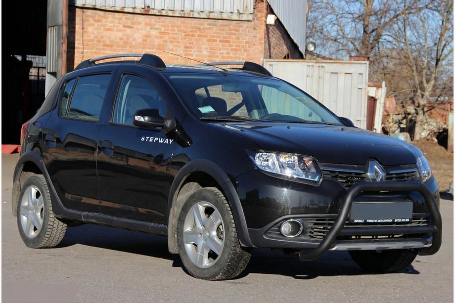 Dacia Sandero 2013-2020 гг. Передняя дуга WT006 Black (нерж.) Фото 4