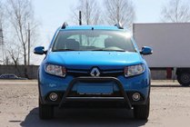 Renault Sandero 2013-2022 гг. Передняя дуга WT006 Black (нерж.) фото 1