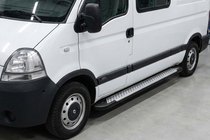 Renault Master 1998-2010 гг. Боковые пороги Allmond Grey (2 шт., алюминий) фото 1