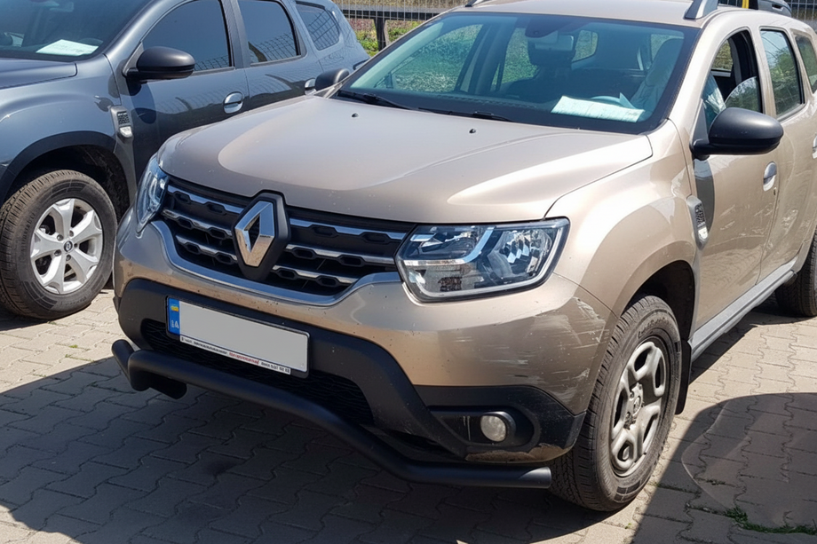 Dacia Duster 2018-2024 гг. Передняя защита WT008 Black (нерж.) Image