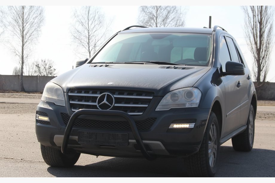 Mercedes ML W164 2005-2011 гг. Передняя защита WT006 Black (нерж) Фото 3