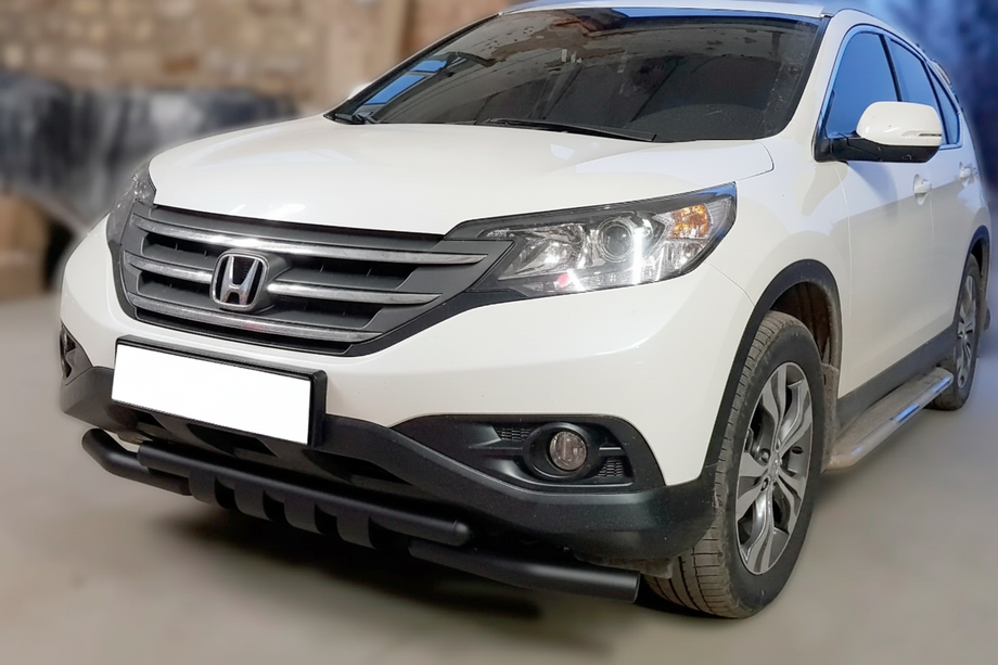 Honda CRV 2012-2016 гг. Передняя защита Shark Black (нерж) Image