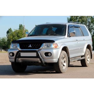 Кенгурятник WT022 Black (нерж) Mitsubishi Pajero Sport 1996-2007 гг. фото 3