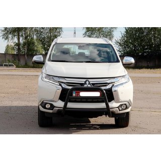 Кенгурятник WT022 Black (нерж) Mitsubishi Pajero Sport 2015- гг. фото 1