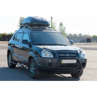 Кенгурятник WT025 Black (нерж.) Hyundai Tucson JM 2004- гг. фото 1