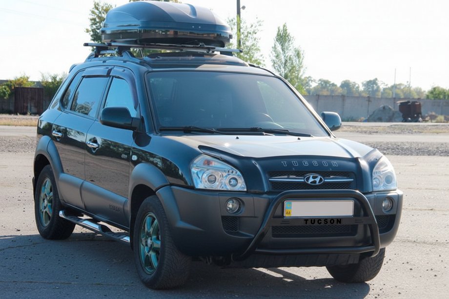 Hyundai Tucson JM 2004- гг. Кенгурятник WT025 Black (нерж.) Image