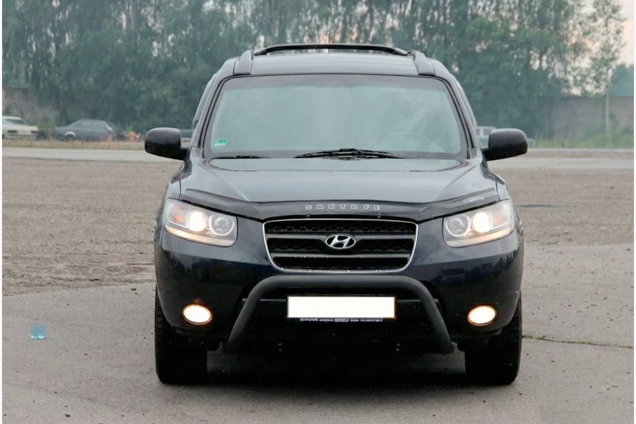 Hyundai Santa Fe 2 2006-2012 гг. Кенгурятник WT007 Black (нерж.) Image
