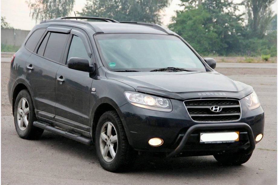 Hyundai Santa Fe 2 2006-2012 гг. Кенгурятник WT007 Black (нерж.) Фото 2