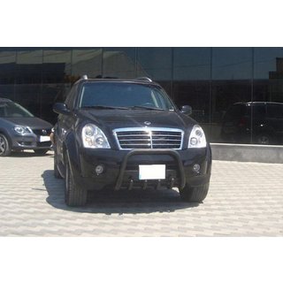 Кенгурятник QT006 Black (нерж) SsangYong Rexton I 2001-2017 гг. фото 2