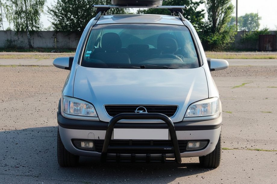 Opel Zafira A 1998-2005 гг. Кенгурятник QT006 Black (нерж) Фото 1