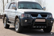 Mitsubishi Pajero Sport 1996-2007 гг. Кенгурятник QT006 Black (нерж) фото 2