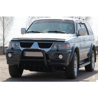 Кенгурятник QT006 Black (нерж) Mitsubishi Pajero Sport 1996-2007 гг. фото 3