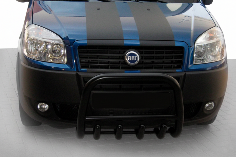 Fiat Doblo I 2005-2010 гг. Передняя дуга QT006 Black (нерж.) Image