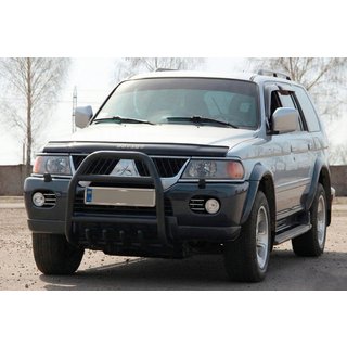 Кенгурятник QT007 Black (нерж) Mitsubishi Pajero Sport 1996-2007 гг. фото 1