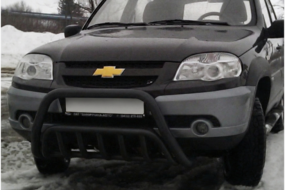 Chevrolet Niva 1998-2020 гг. Кенгурятник WT002 Black (нерж) Image